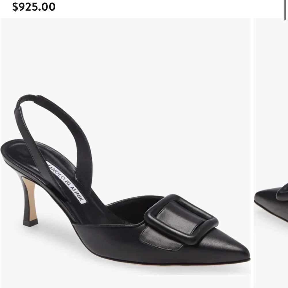 MAYSLI NWT Monolo Blahnik buckle leather slingback